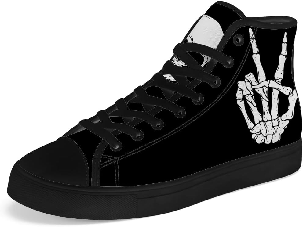 

Кеды на высокой подошве Chebing с черепом для мужчин и женщин, готические высокие кеды с черепом, шнуровка, повседневная обувь, подарки для него и для нее, белый