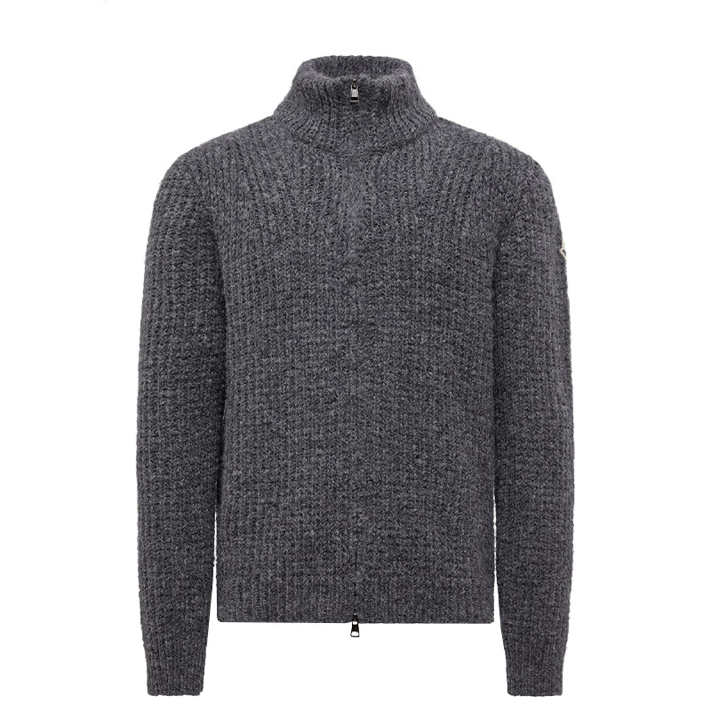 

Застегивающийся на молнию ребристый кардиган Moncler, темно-серый