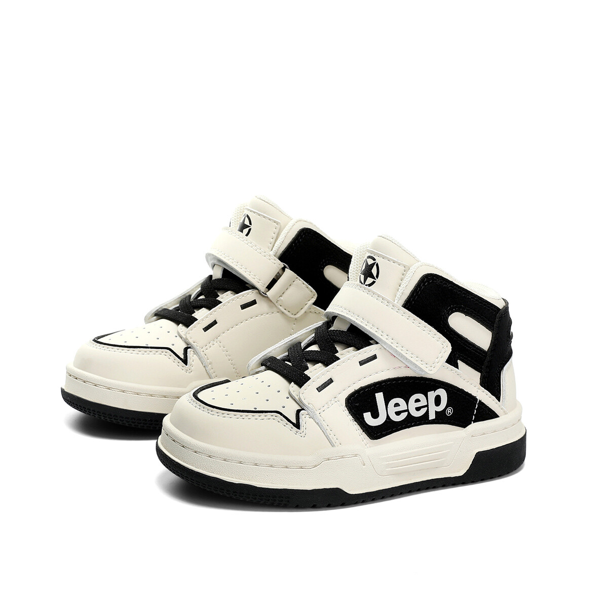 Кроссовки Jeep Kids Skateboarding Shoes Kids High-top White, слоновая кость/черный — фото 4