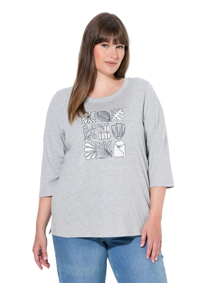 

Ulla Popken Футболка светло-серого меланжа, Серый, Ulla Popken Футболка светло-серого меланжа