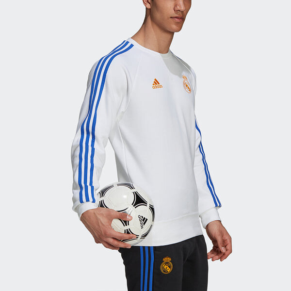 Толстовка Men's adidas Real Real Madrid Soccer/Football Training Sports Round Neck Pullover White, мультиколор — фото 4