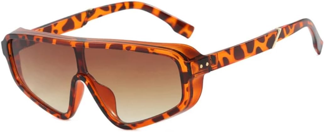 

Мужские солнцезащитные очки в массивной оправе-щитке, роскошные цельные очки в стиле панк, женские модные очки-маска с защитой от УФ-излучения UV400 VVTWSSW, Leopard Coffee