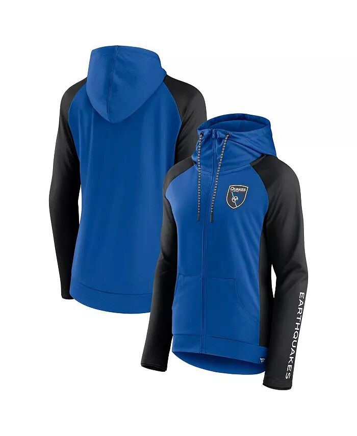 

Женская толстовка San Jose Earthquakes Iconic Raglan Full-Zip с капюшоном, сине-черная Fanatics