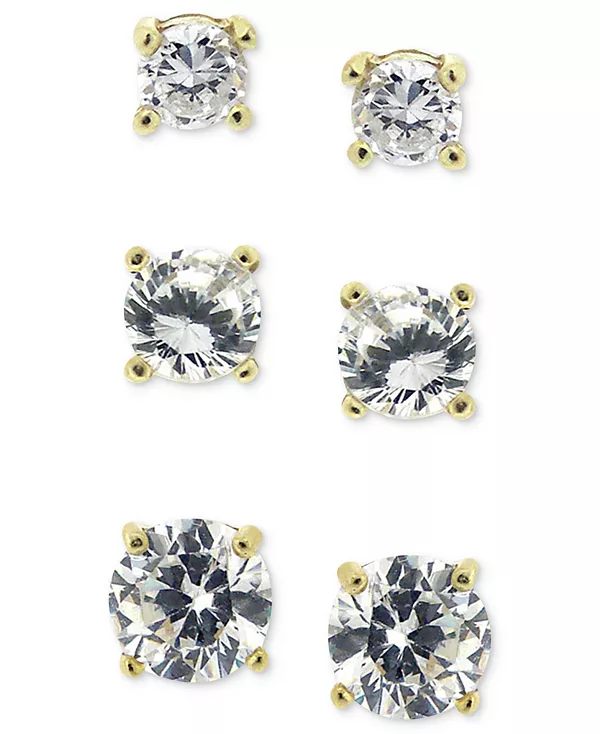 

Серьги-Гвоздики из 3-х частей с кубическим цирконием из стерлингового серебра, покрытые розовым золотом 18 карат, 18-каратным золотом и стерлинговым серебром, созданные для Macy's. Giani Bernini, gold