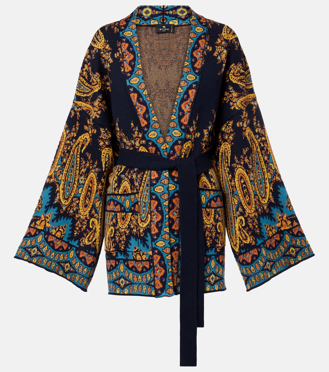 

Жаккардовый кардиган с запахом из хлопковой смеси Etro, Stampa F.Do Blu