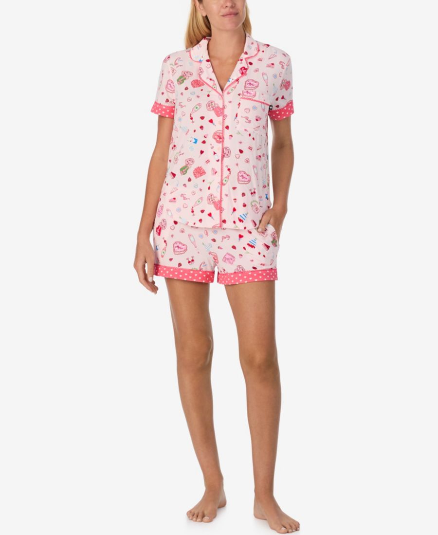 

Женский комплект из двух предметов для сна: рубашка с коротким рукавом и пижамные шорты kate spade new york, Pink