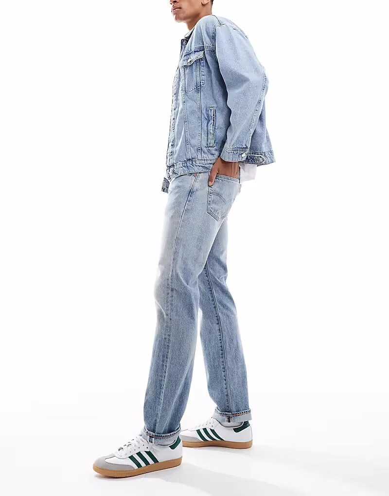 Джинсы Levi's 501 Original Straight Selvedge, светло-голубые — фото 2