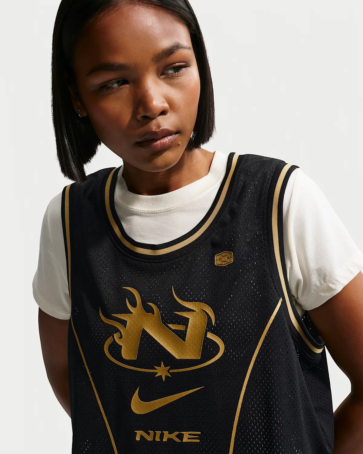 Женский укороченный джерси Nike Sportswear, Black/Buff Gold — фото 3