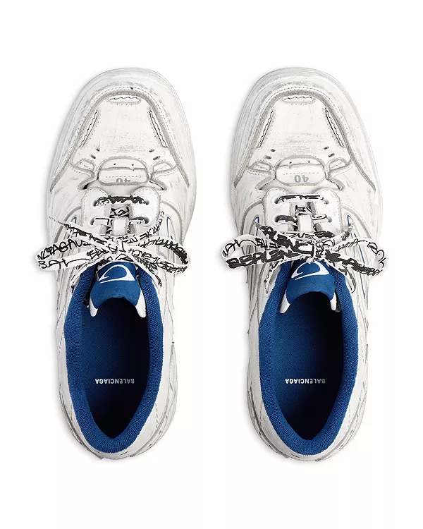 Мужские кроссовки Hamptons на шнуровке Balenciaga, белый — фото 4