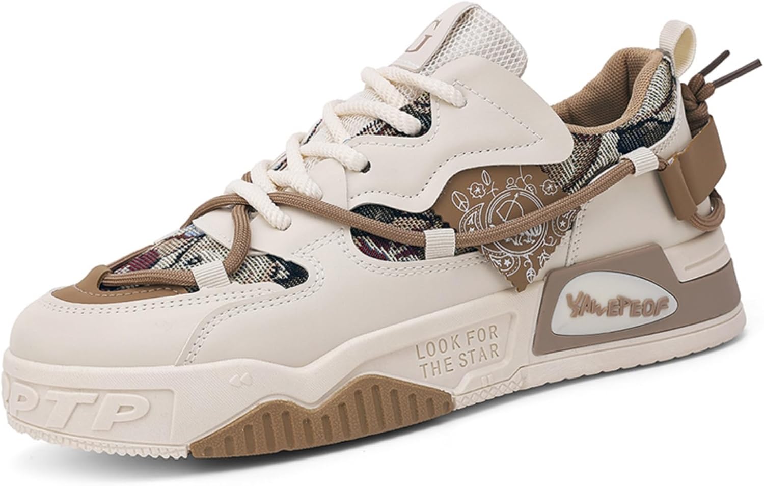 

Мужские стильные кроссовки с принтом банданы, ретро-пэчворк, повседневные обувь с толстой подошвой, модные и удобные для ежедневной носки Aokisx, хаки