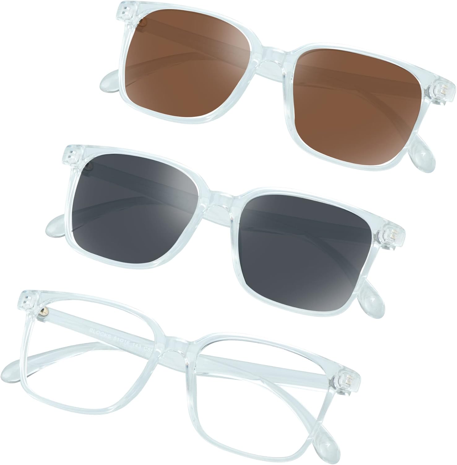 

Набор комфортных солнцезащитных очков VisionGlobal из 3 пар, включающий очки с защитой от УФ-излучения UV400 и очки с защитой от синего света, подходит для женщин и мужчин, 3pairs_clear