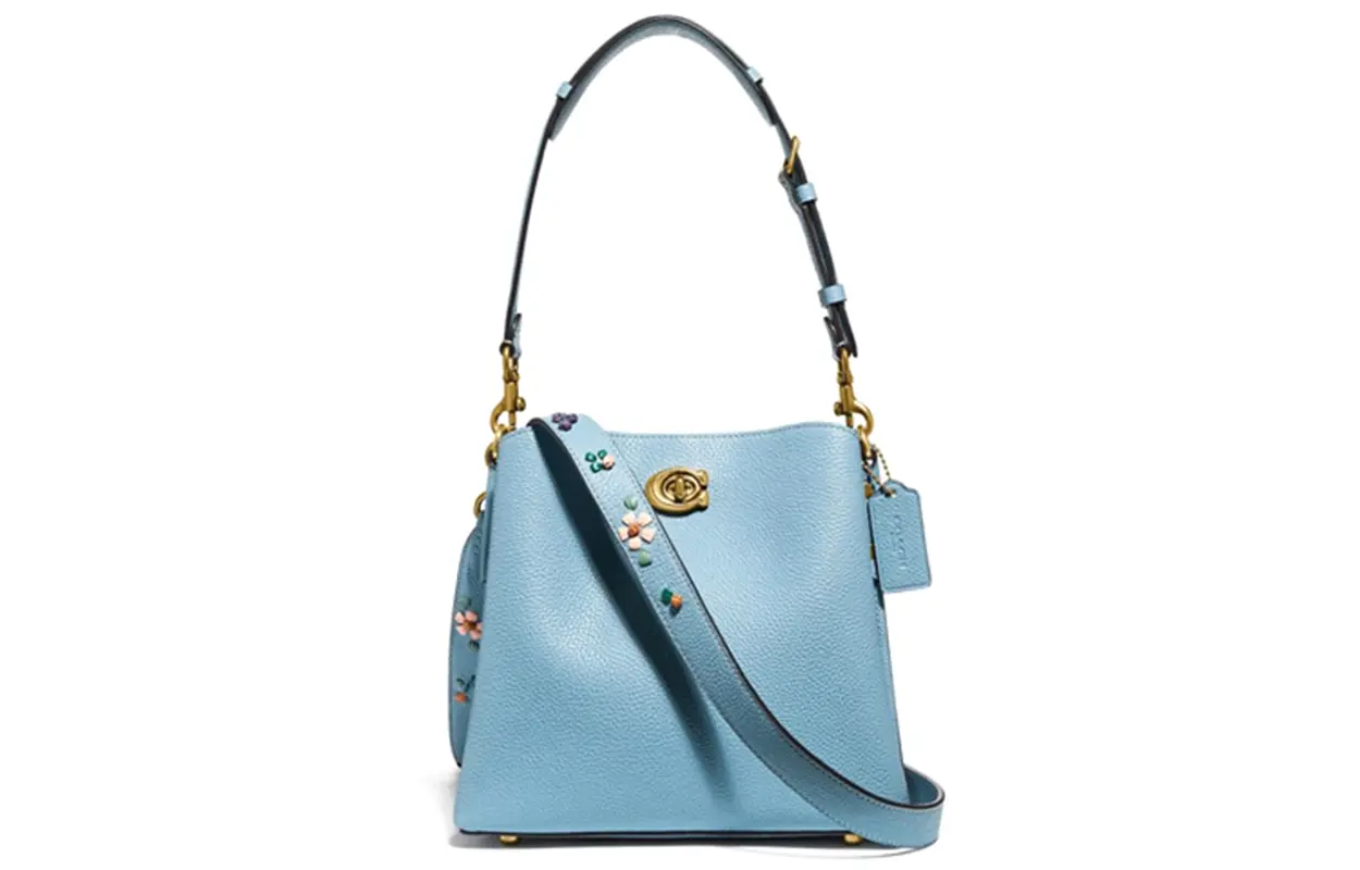

COACH Кожаная портативная сумка через плечо женская ледяной голубой