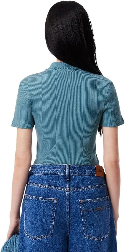 Поло Lacoste L.12.d Slim Fit Green Croc, зеленое — фото 3