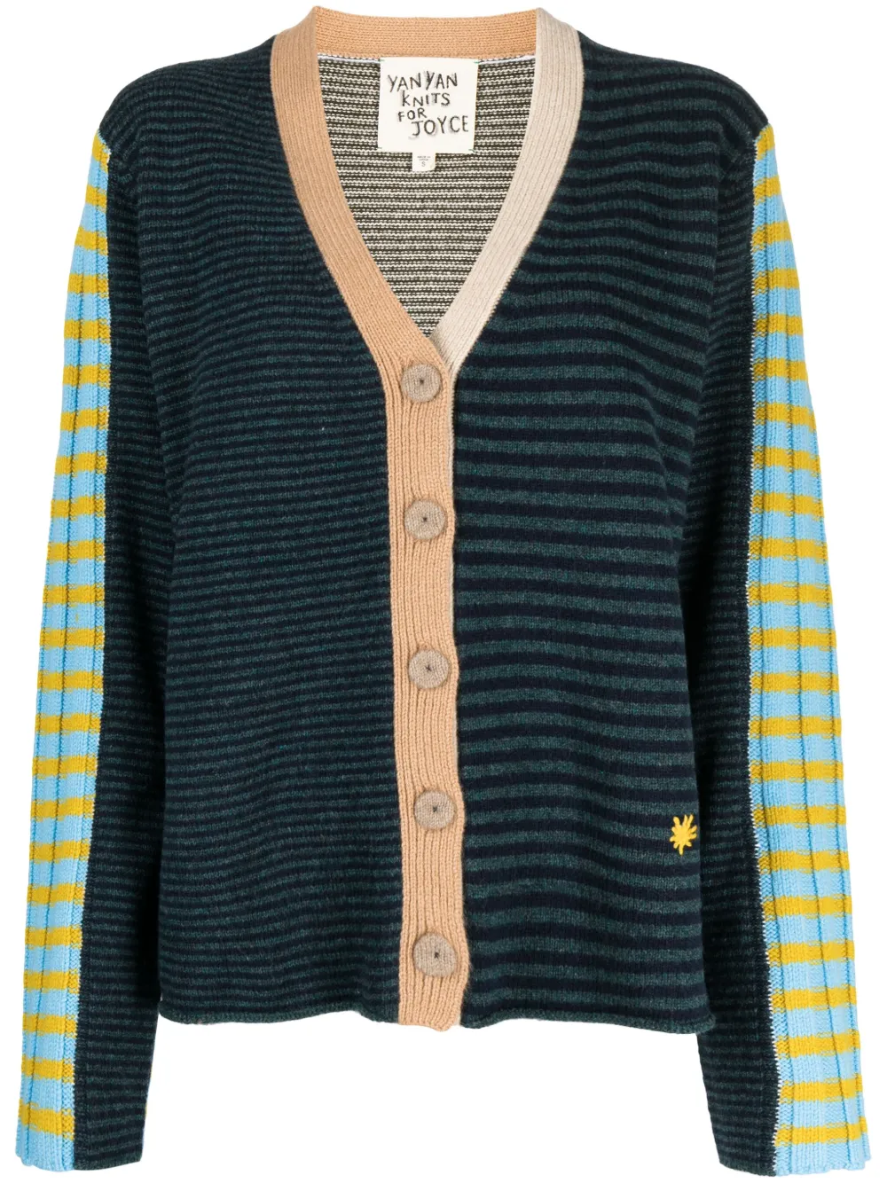 

Кардиган с V-образным вырезом и вышитым логотипом YANYAN KNITS, мультиколор