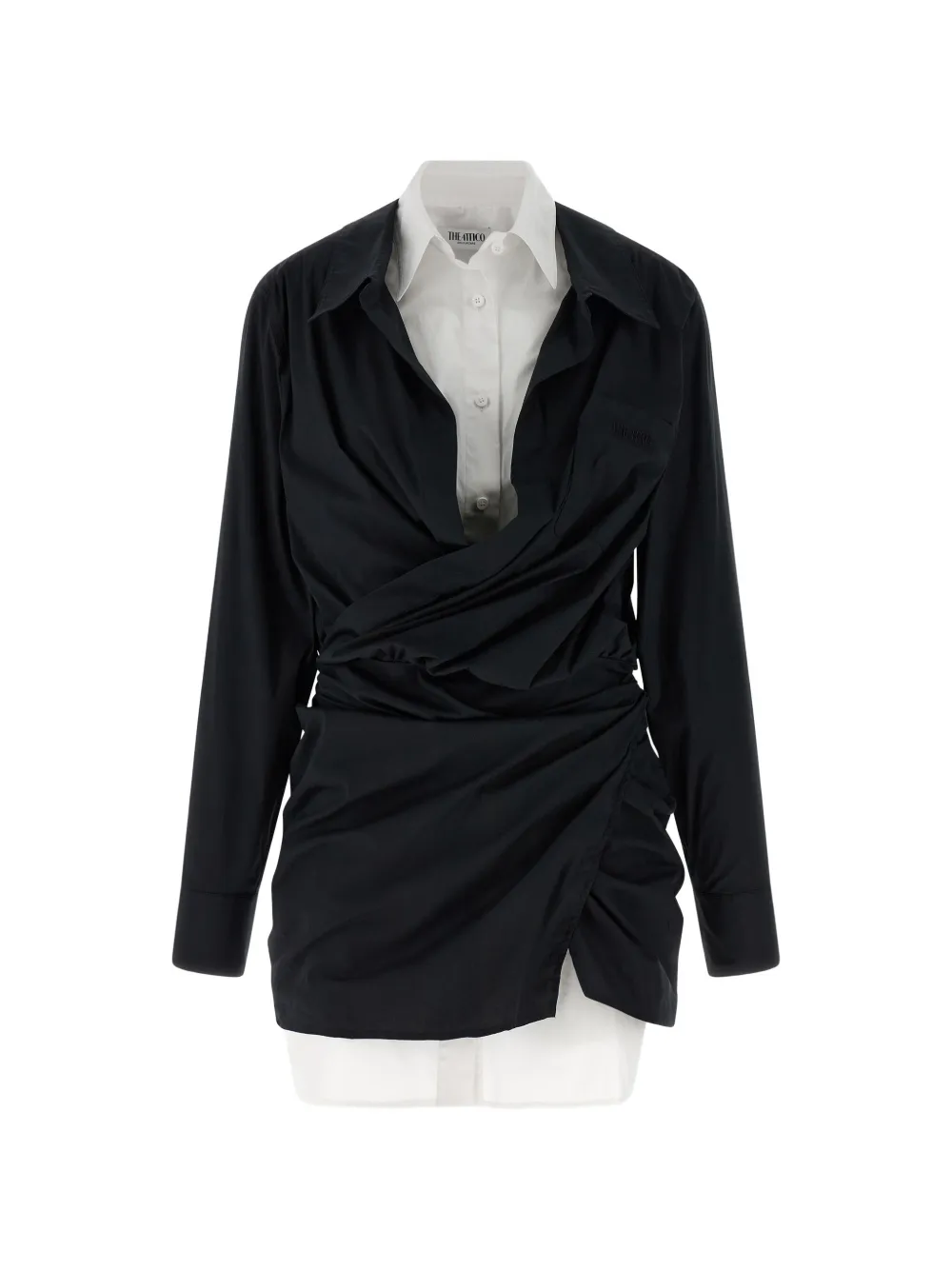 

Платье-рубашка с асимметричным кроем и двойным слоем The Attico, черный