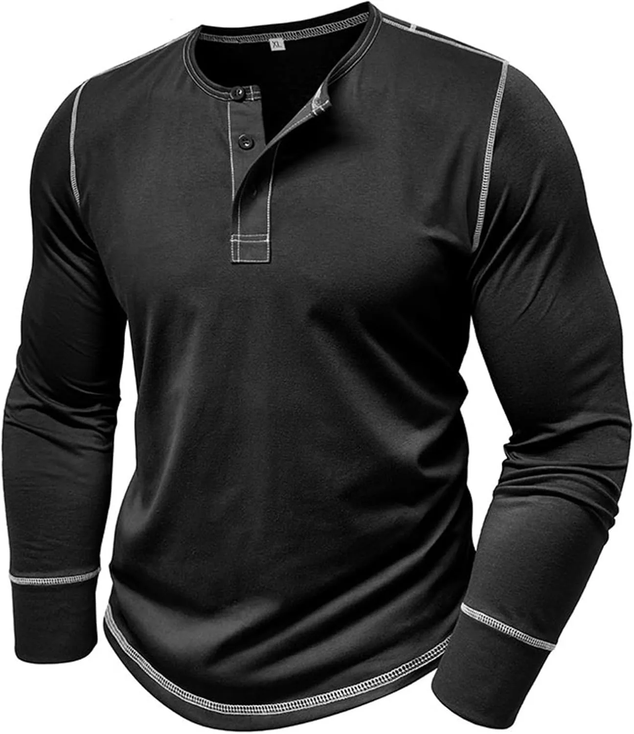 

Ymosrh Мужская повседневная рубашка-поло с длинным рукавом, M-2XL