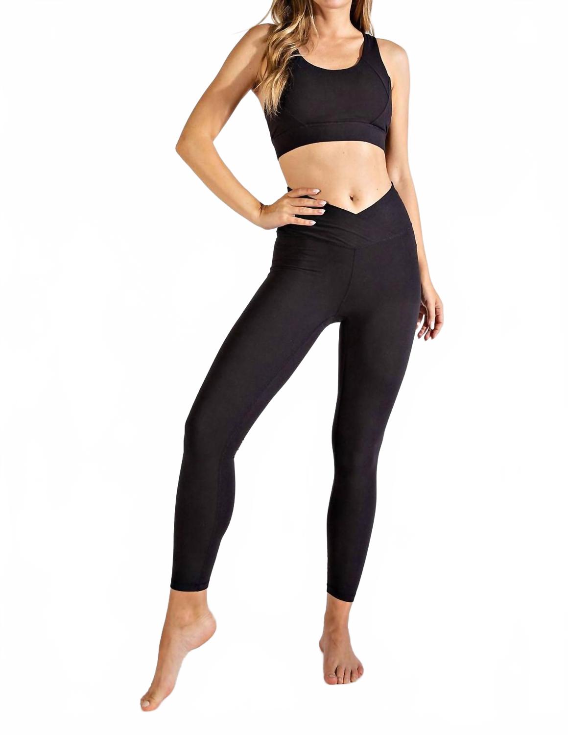 

RAE MODE Леггинсы с перекрестным талией, полной длины, черные