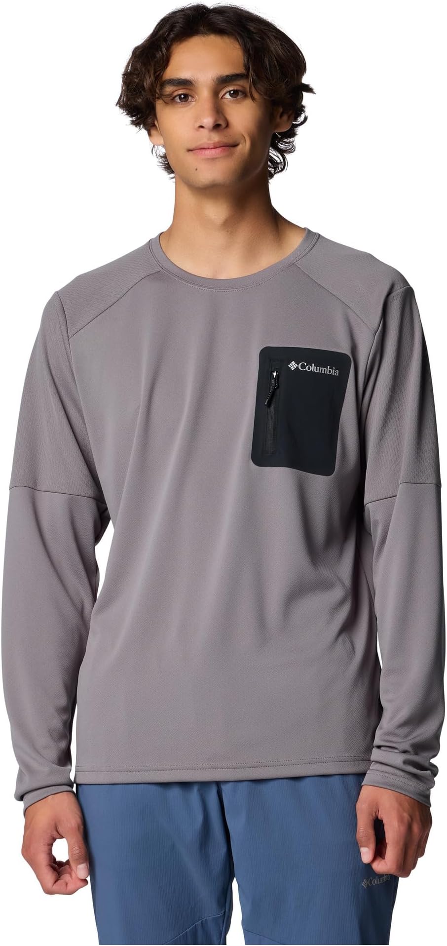 

Футболка Columbia Columbia Tech Knit Long Sleeve Crew, цвет City Grey/Black