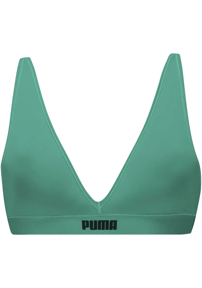 

Треугольный бюстгальтер PUMA "PUMA WOMEN PADDED TRIANGLE TOP", с глубоким V-образным вырезом, зеленый