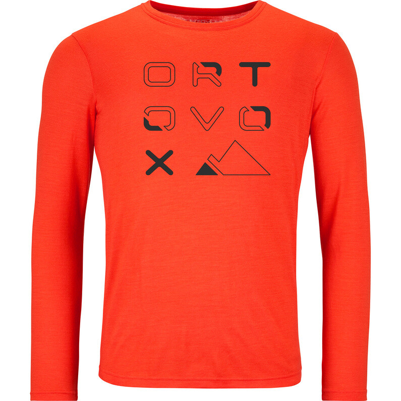 

Мужская футболка 185 Merino Brand Outline с длинным рукавом Ortovox, красный