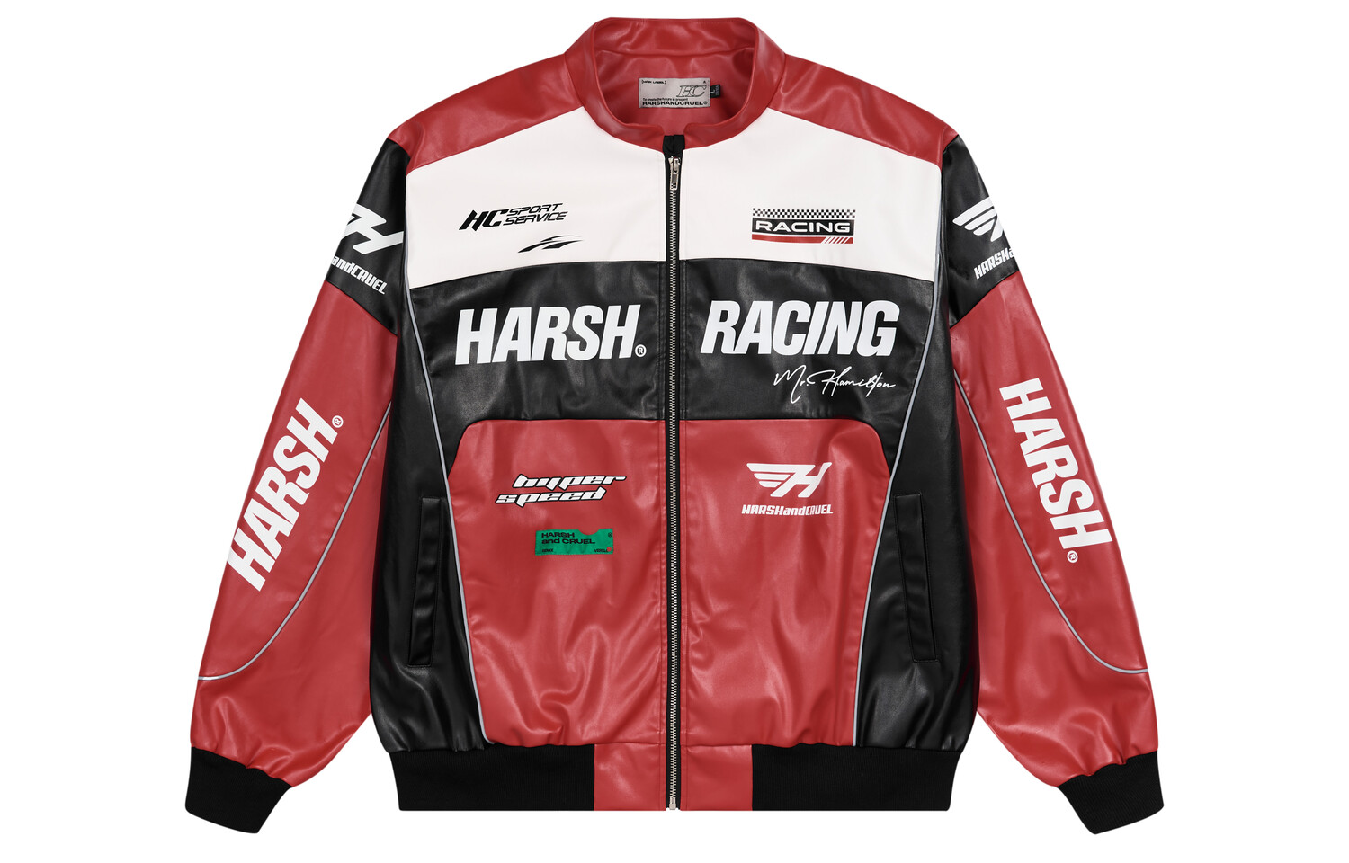 

Куртка Harsh and Cruel Retro Motorcycle Faux Leather Racing, красный