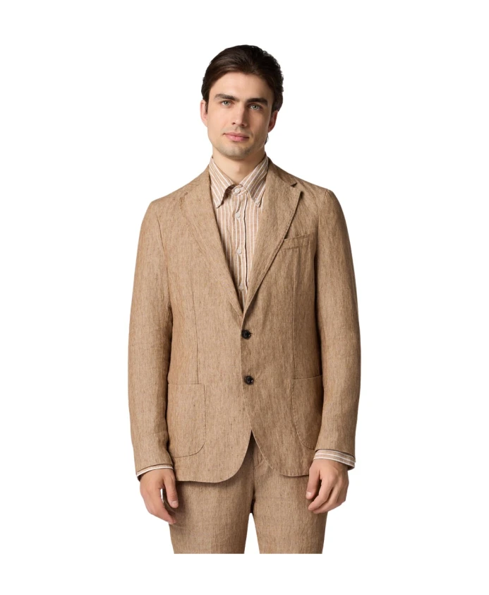 

Льняной однобортный блейзер Brooks Brothers, коричневый