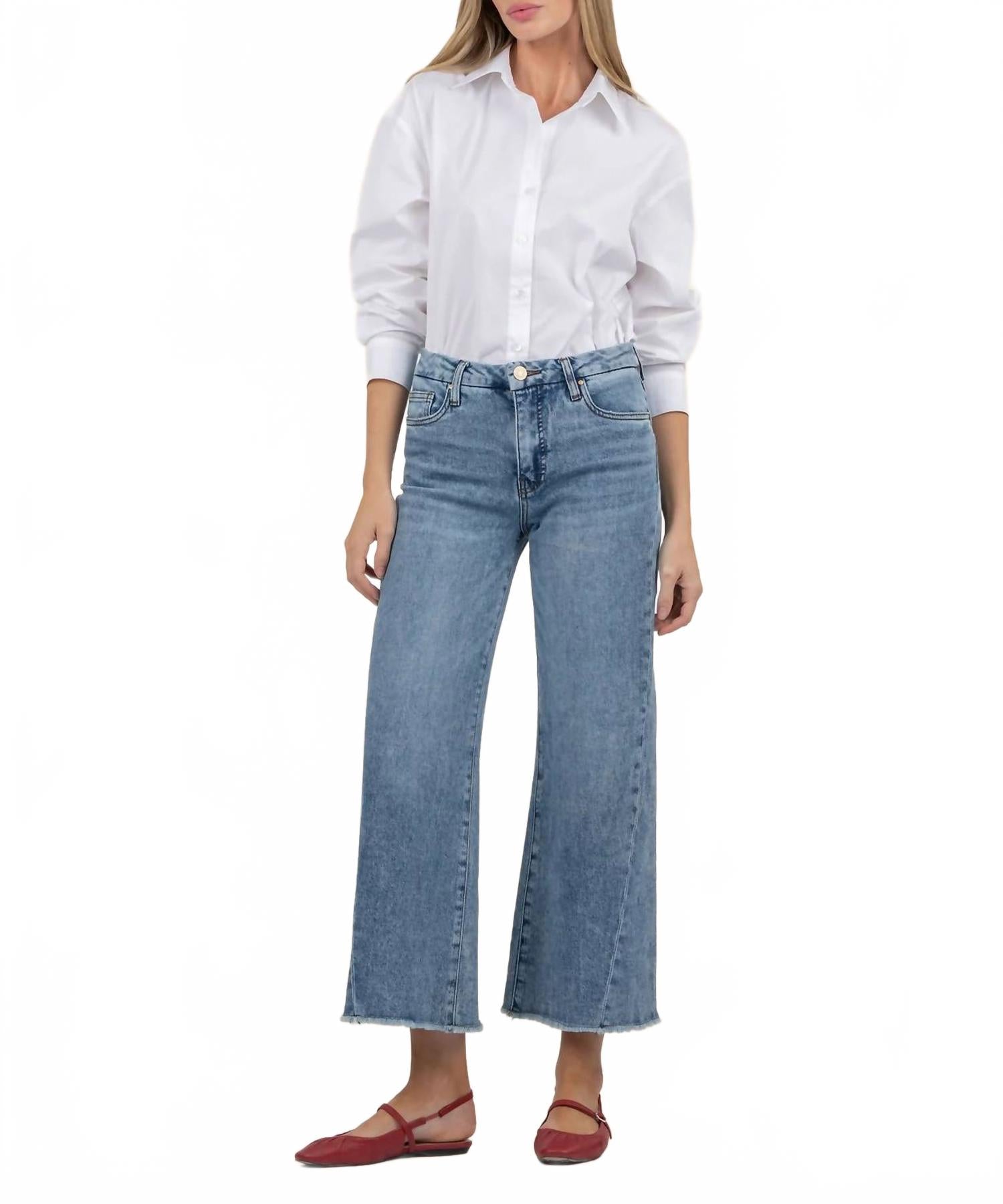 

Джинсы Meg с широкими штанинами в эффектной потертости KUT FROM THE KLOTH, Defiant Wash