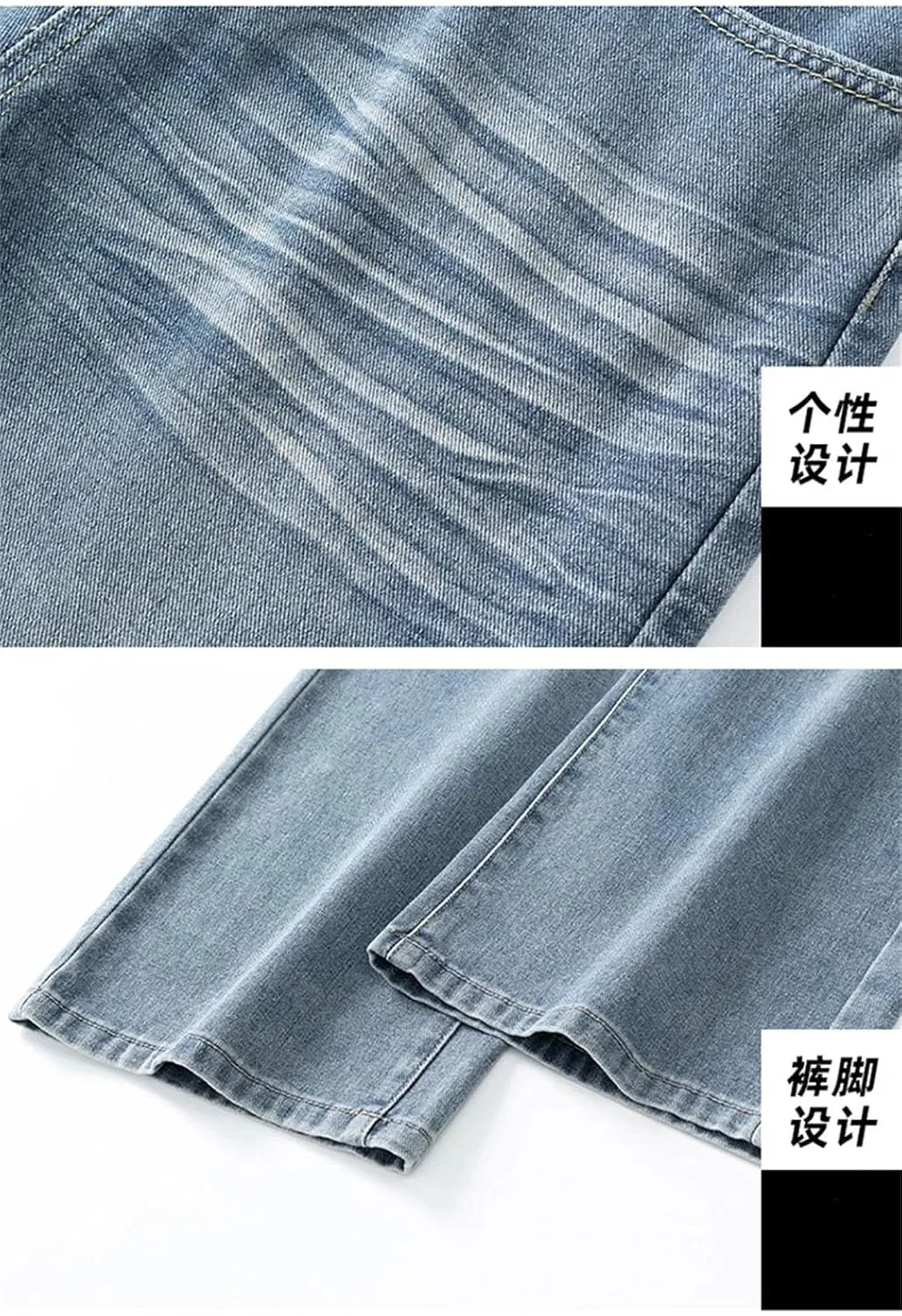 Джинсы свободные, прямые, Men's High Street Fashion, ретро синий — фото 3