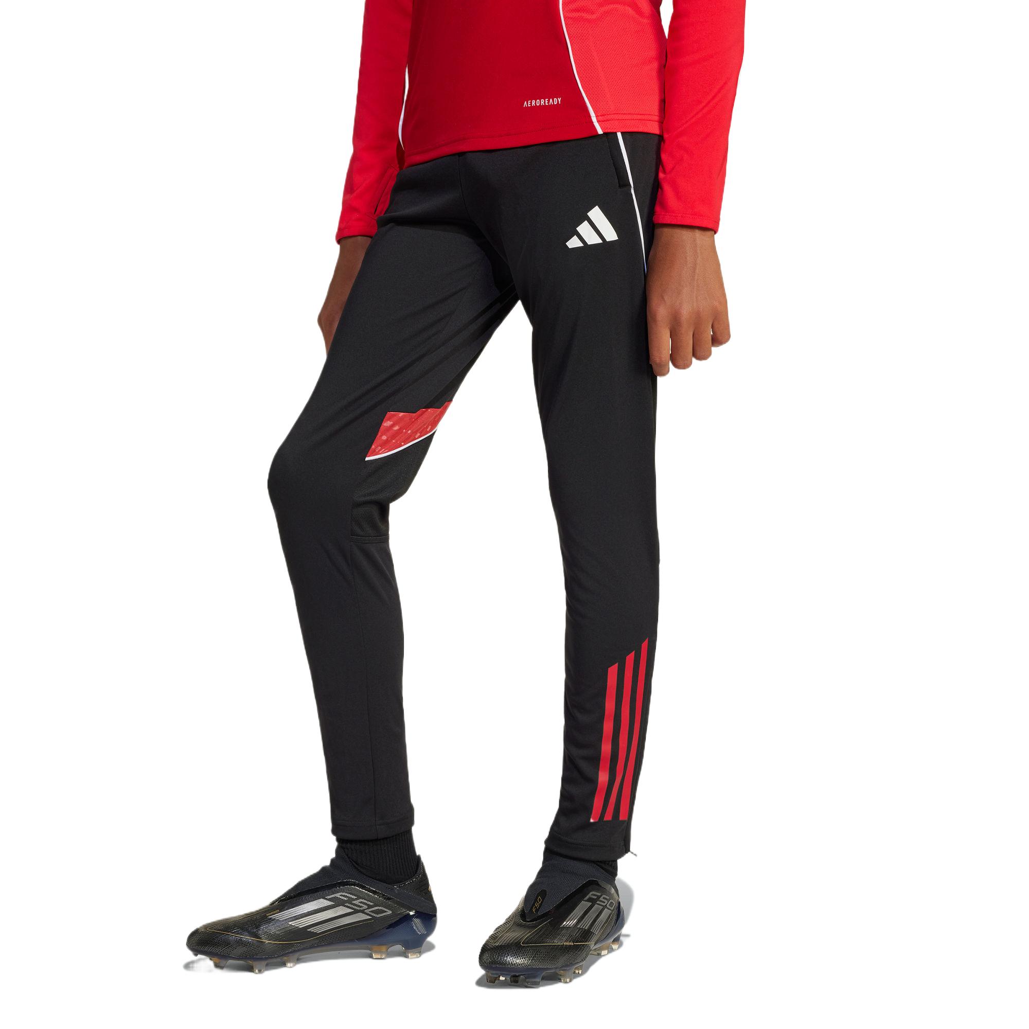 Adidas Детские спортивные штаны Moderate осенне-весенние Black/Energy Red — фото 4