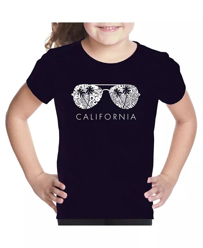 

Футболка для девочек с надписью Word Art - California Shades LA Pop Art, черный