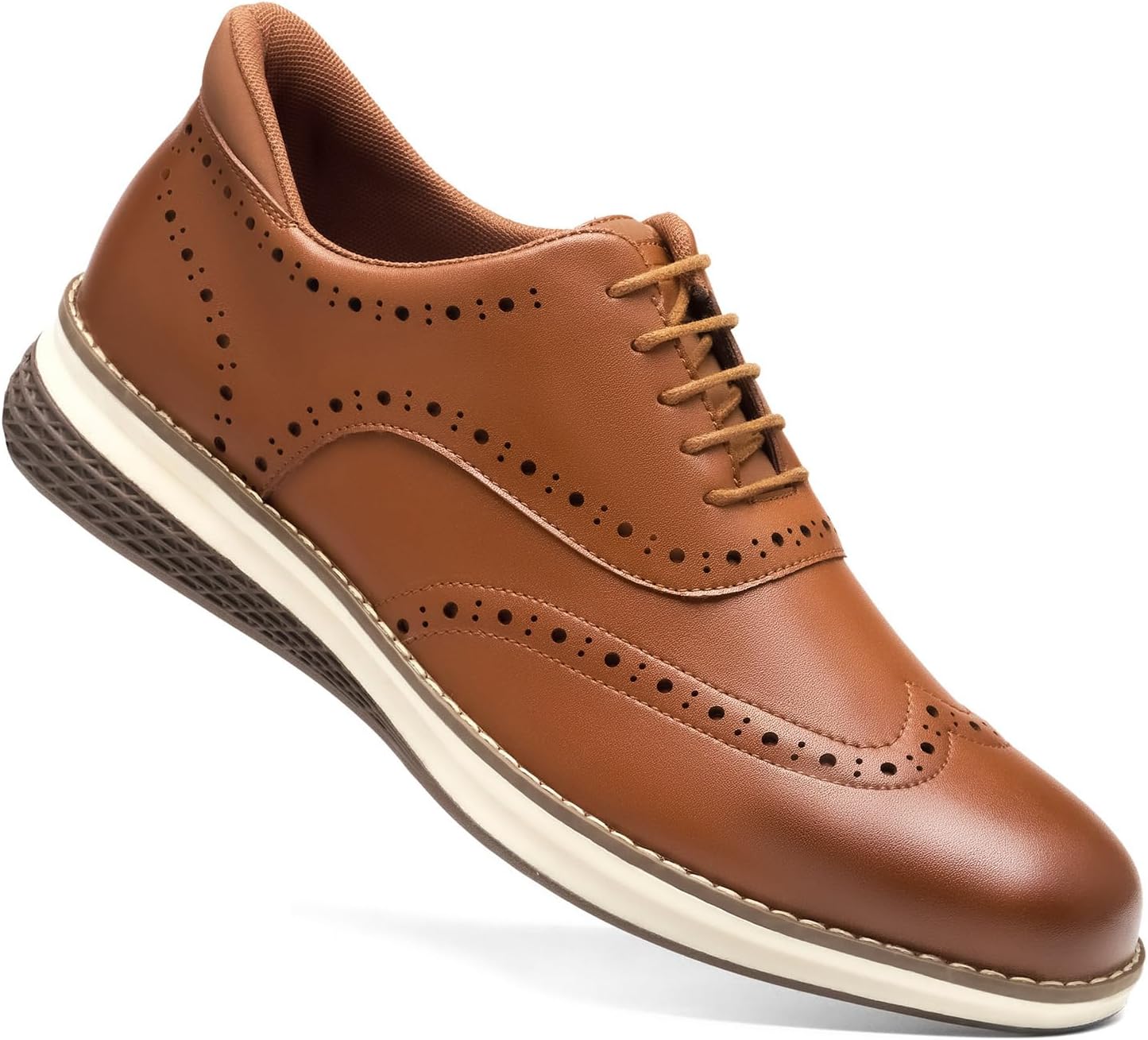 

Мужские кроссовки HEEZ, повседневная деловая обувь для мужчин, комфортные оксфорды с крыльями для офиса, работы, свадьбы, путешествий и ежедневного ношения, коричневый