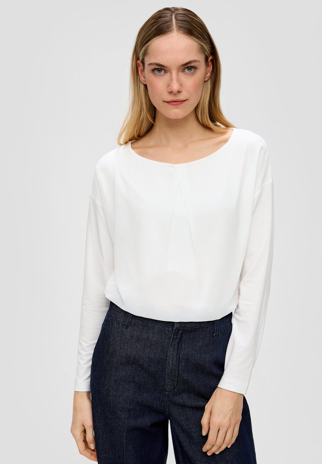 

Рубашка с длинными рукавами MIT FALTEN-DETAIL s.Oliver BLACK LABEL, цвет ecru