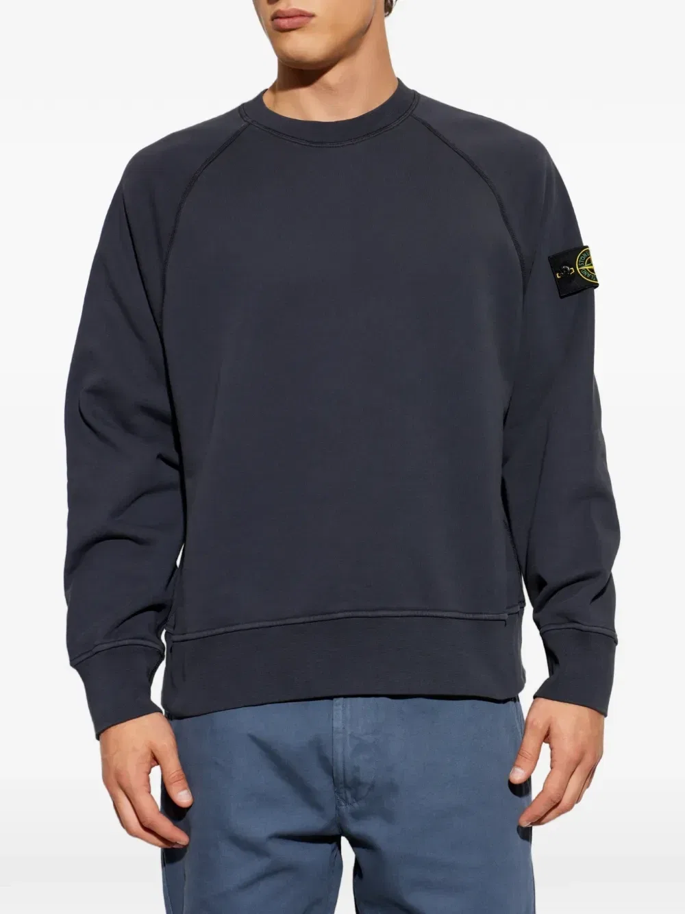 Свитшот с лого-нашивкой Stone Island, синий — фото 3