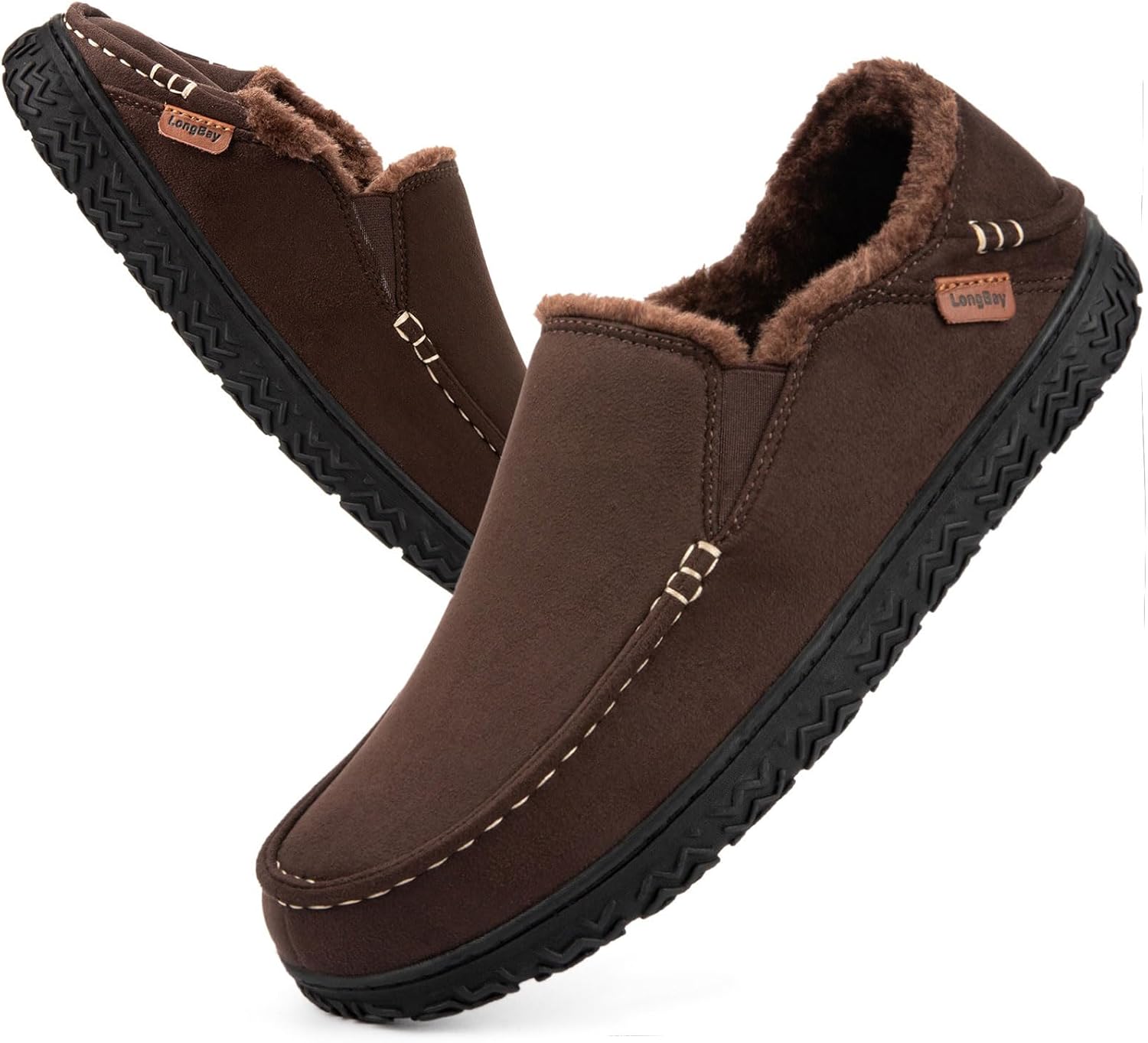 

Мужские мокасины LongBay, удобные теплые домашние тапочки с эффектом памяти, для зимы, для дома и улицы, Coffee