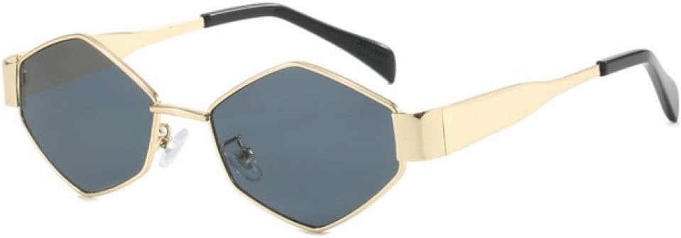 

Модные многоугольные женские солнцезащитные очки в винтажном ромбовидном стиле, солнцезащитные очки с уникальной металлической оправой в стиле панк, мужские очки MUTYNE, Gold Gray