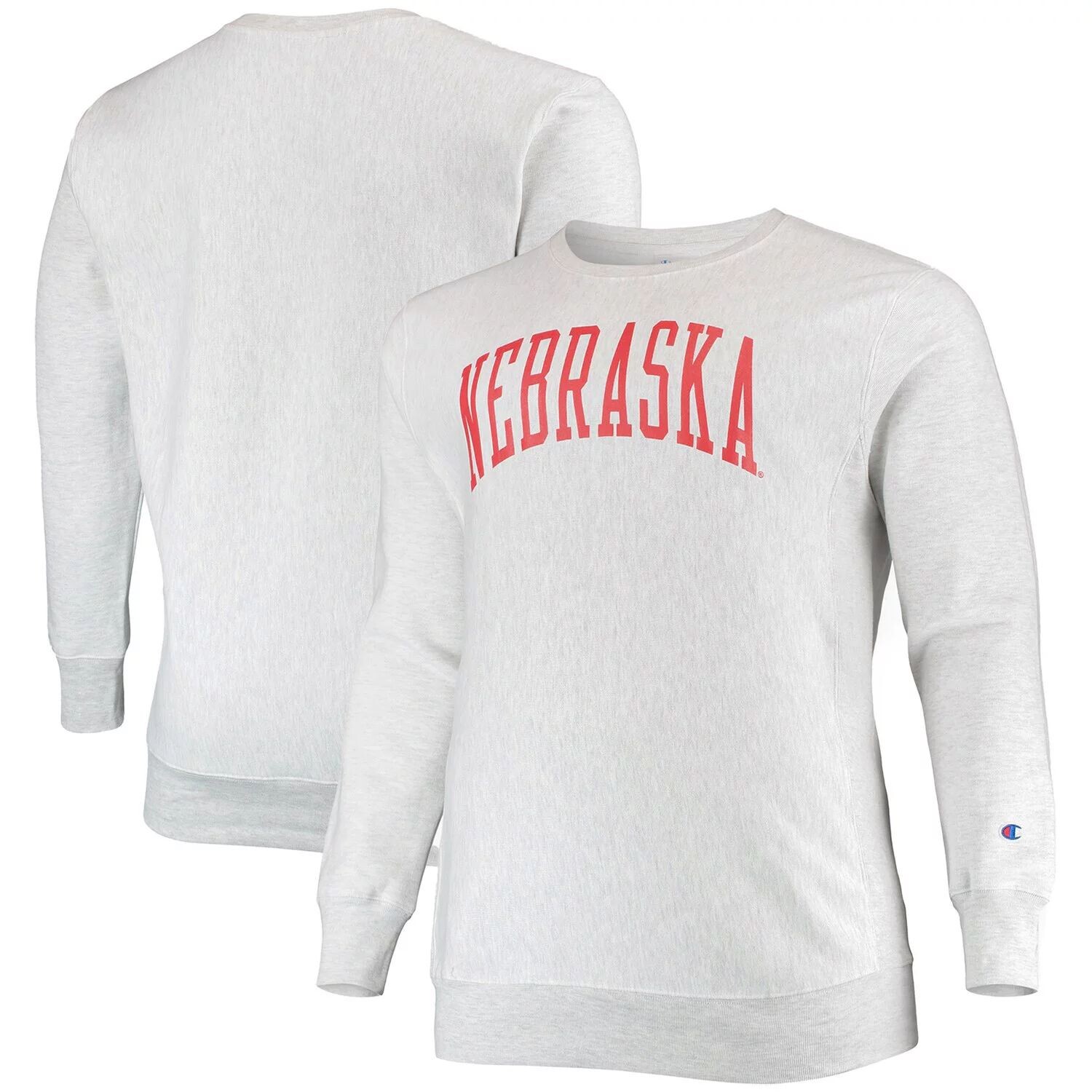 

Мужской серый флисовый пуловер с круглым вырезом Nebraska Huskers с обратным плетением, толстовка Champion
