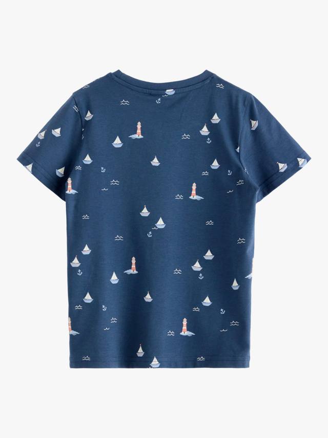 Детская футболка с принтом лодки из хлопка Lindex, Dark Blue — фото 2