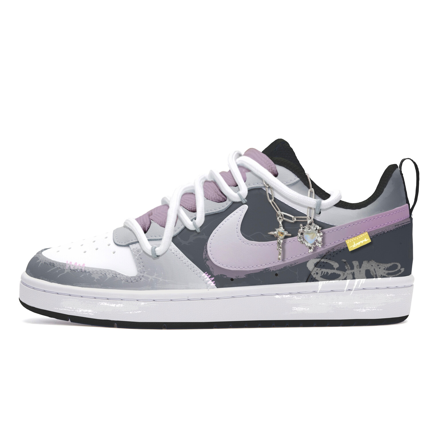 

Кроссовки Nike Court Borough Skateboarding Shoes Women's Low-top Gray/Pink, серый/розовый