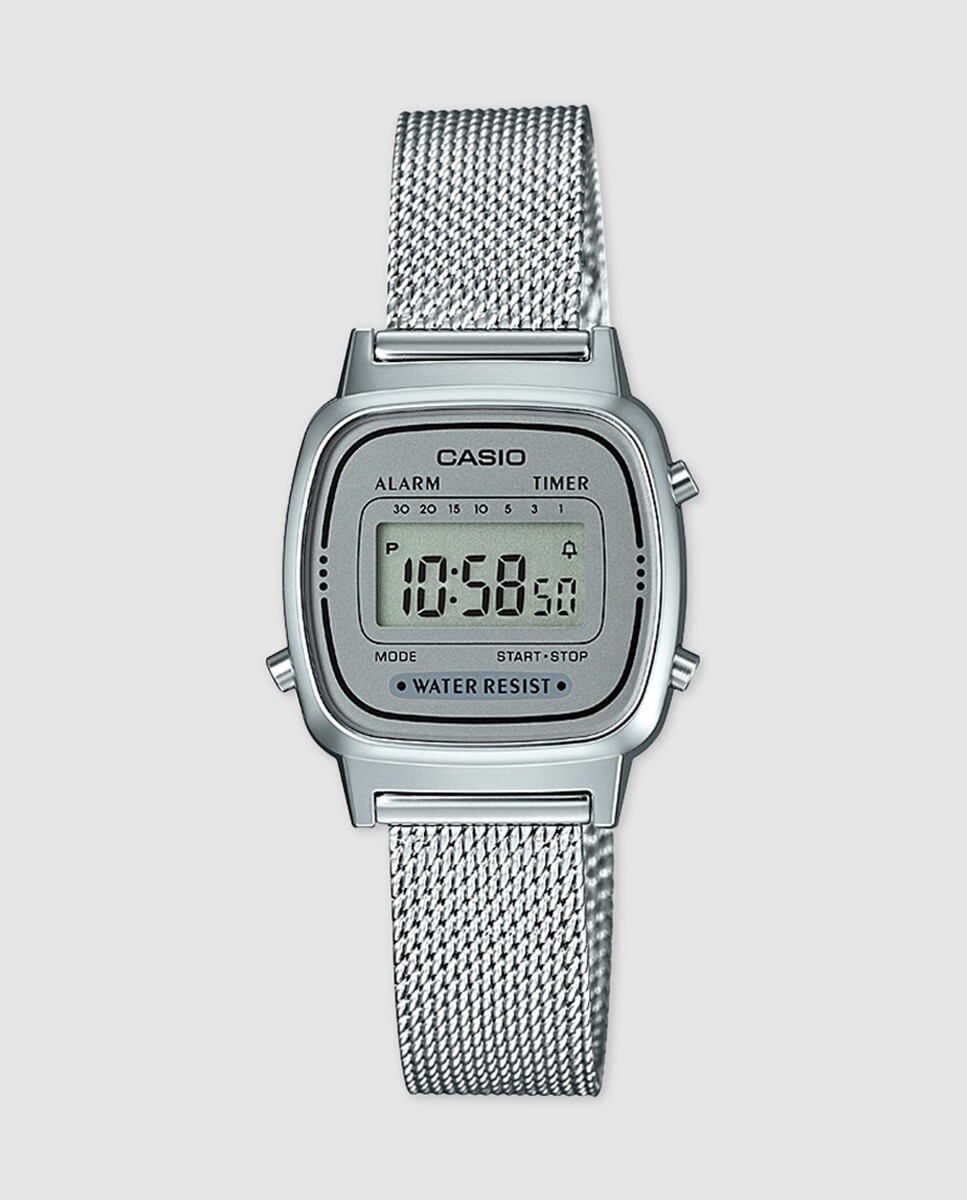 

Casio Collection LA670WEM-7EF Винтажные женские часы с миланским стальным ремешком Casio, серебро