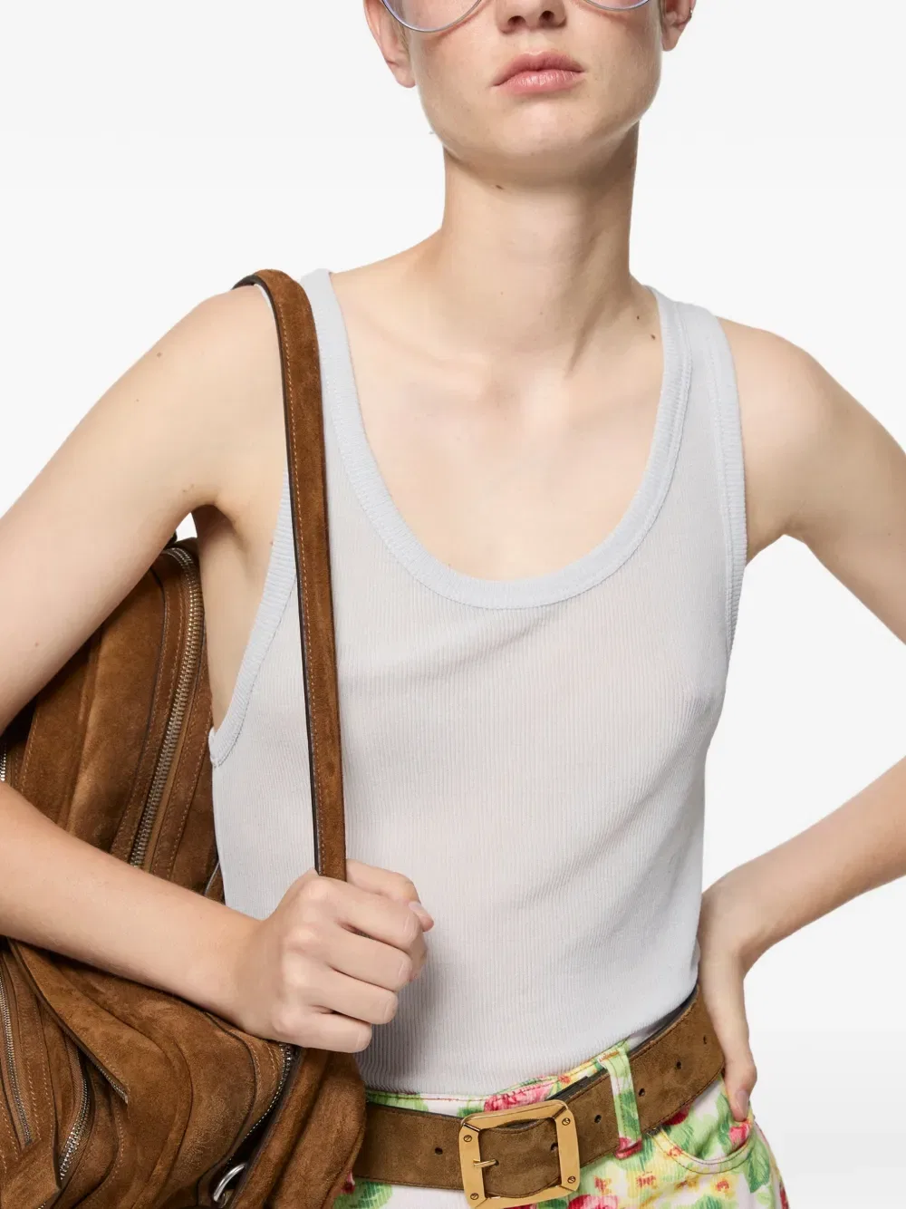 Ребристый жилет Acne Studios, серый — фото 4