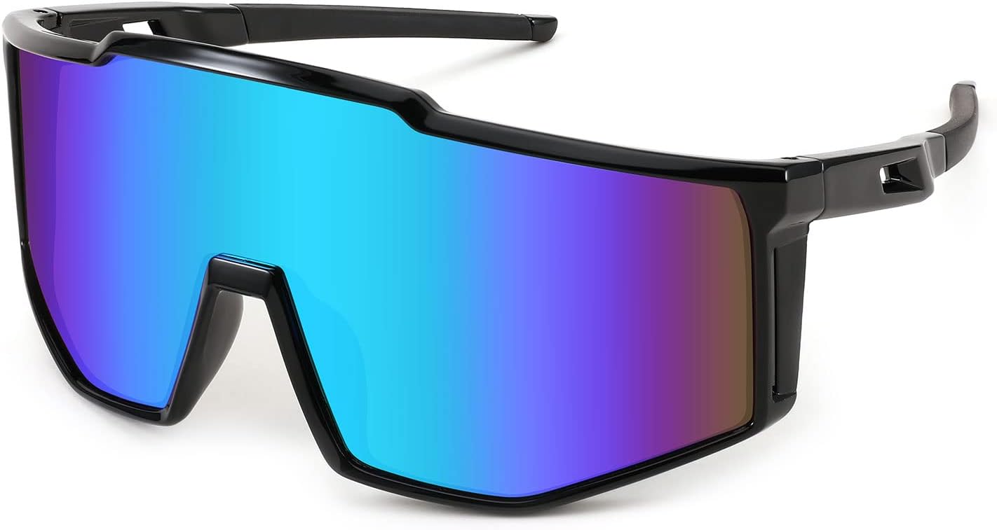 

Солнцезащитные очки Karsaer Vision Sports, обтекаемые, в стиле 80-х, с козырьком-щитком, бейсбольные солнцезащитные очки для детей, подростков, мальчиков и девочек 8-16 лет, Blue Mirrored