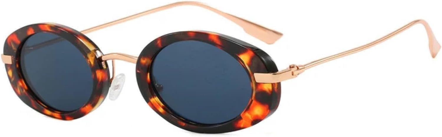 

Винтажные овальные солнцезащитные очки с заклепками для женщин и мужчин в стиле панк, роскошные, популярные, металлические, с защитой от УФ-излучения UV400 TYUVIVO, Leopard Black