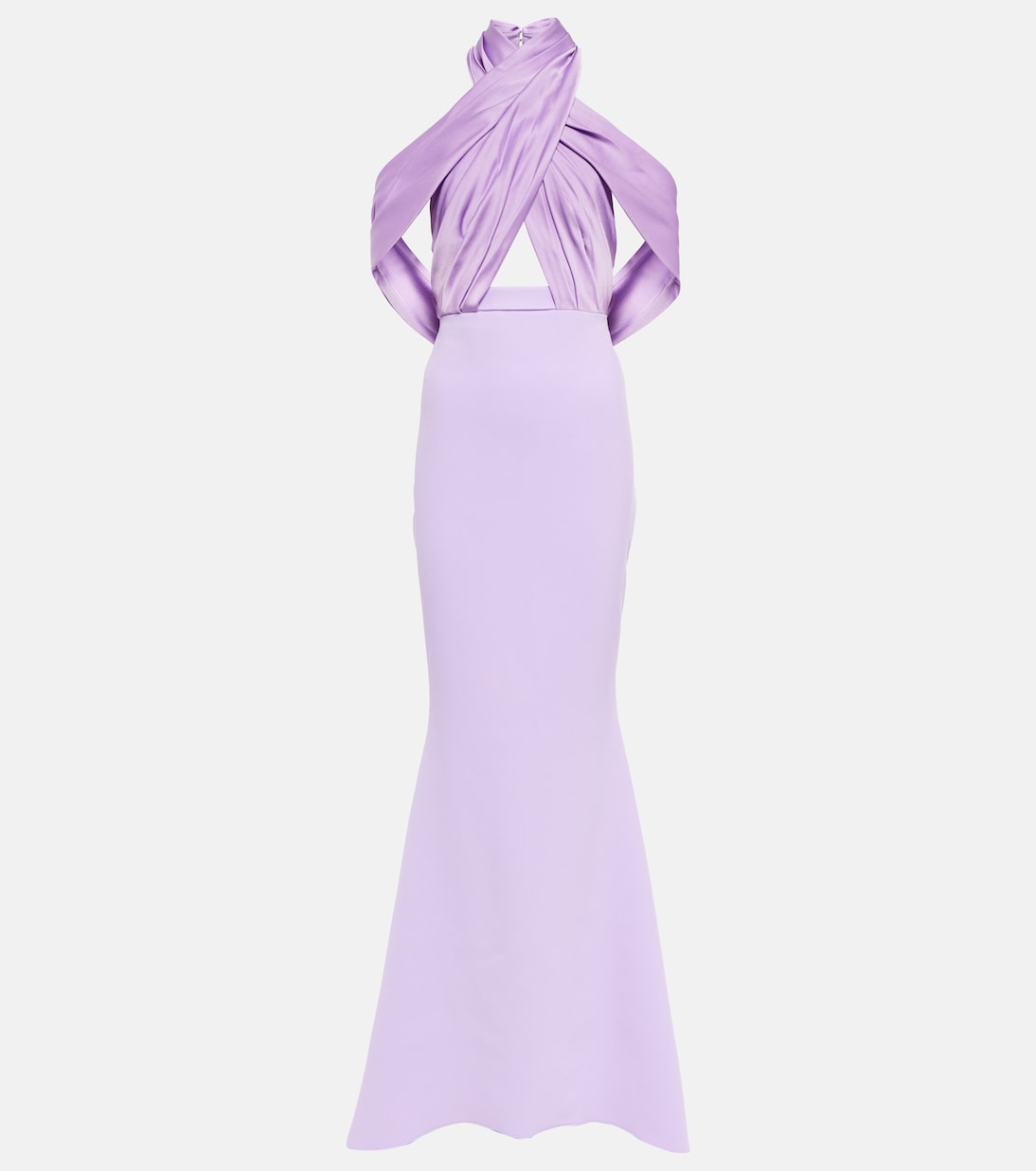 

Платье Louella из крепа и атласа с воротником-халтером Safiyaa, Verbena On Verbena