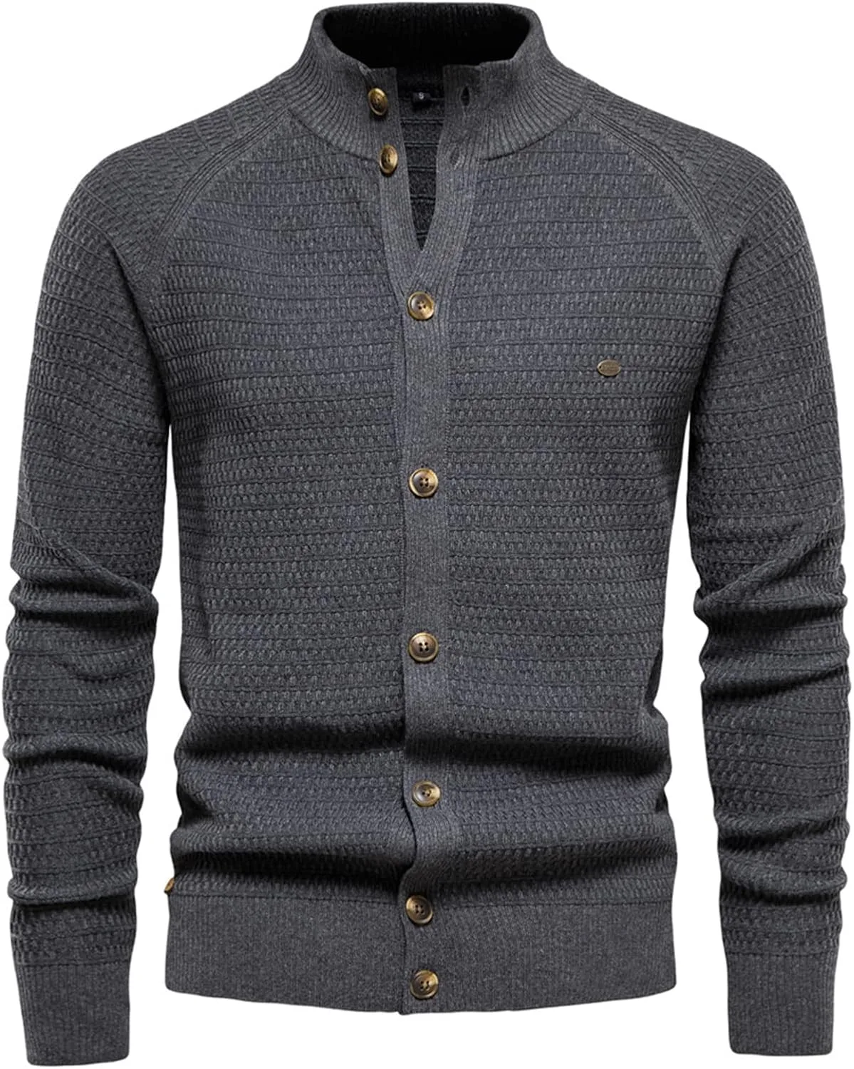 

Вязаный кардиган для мужчин Cotton Mock Neck на пуговицах XDFVC