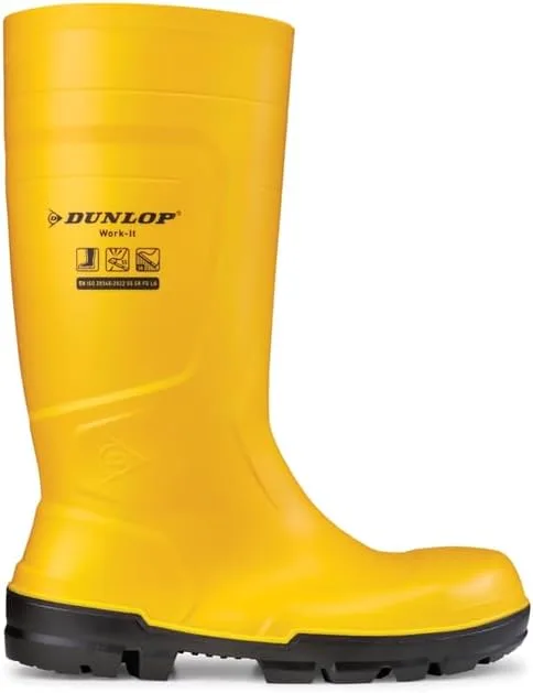 Рабочие ботинки DUNLOP Work-It S5 PUH для мужчин и женщин - Водонепроницаемые защитные ботинки со стальным носком - Ботинки для строительных площадок - Химически и противоскользящие - Желтые - Размеры от 35 до 50 — фото 3