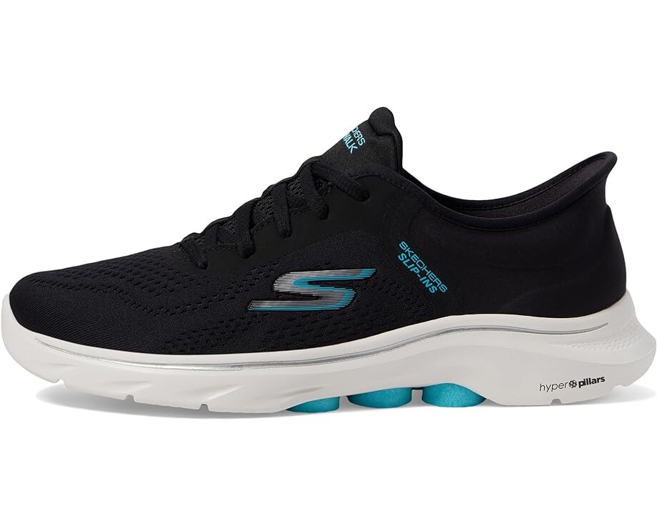 Кроссовки SKECHERS Performance Go Walk 7 Valin Hands Free Slip-Ins, цвет Black/Aqua — фото 4