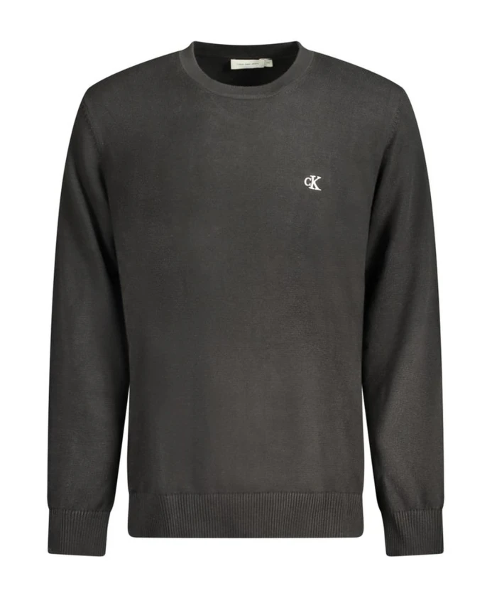 

Классический черный хлопковый свитер с круглым вырезом Calvin Klein, черный