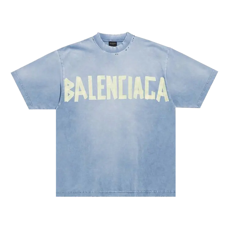 

Футболка Balenciaga Tape Type Medium Fit 'Faded Blue', синий