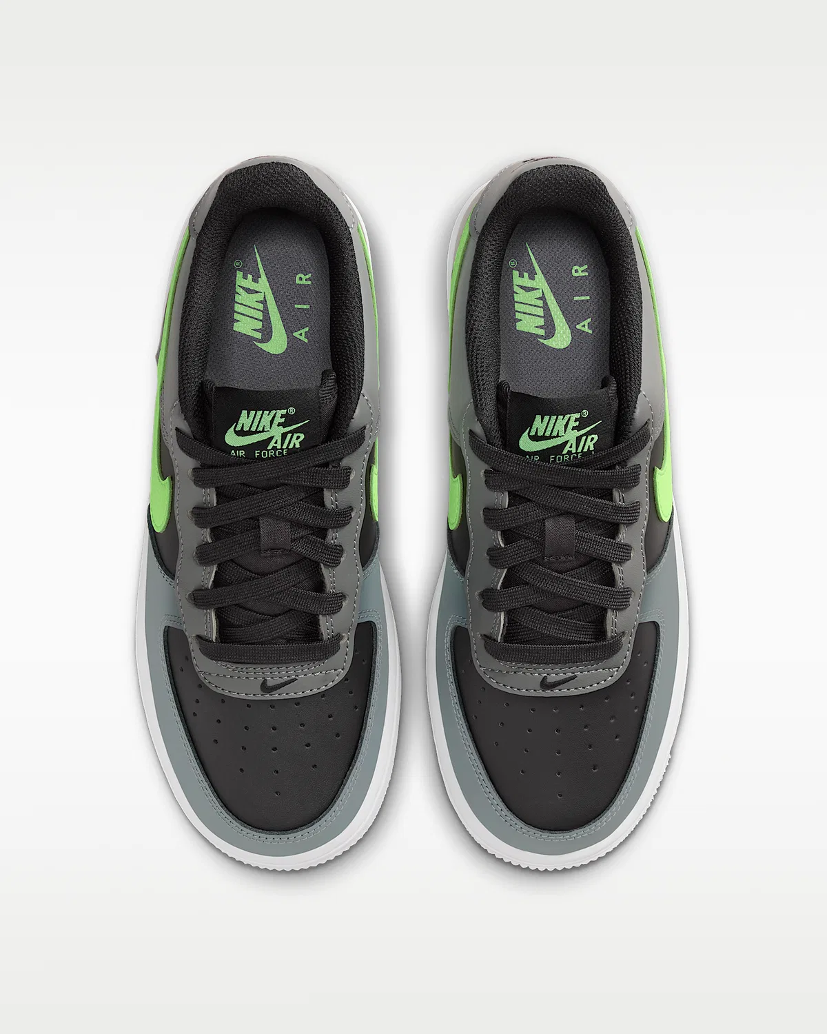 Детские кроссовки Nike Air Force 1, Black/Smoke Grey/White/Lime Blast — фото 4