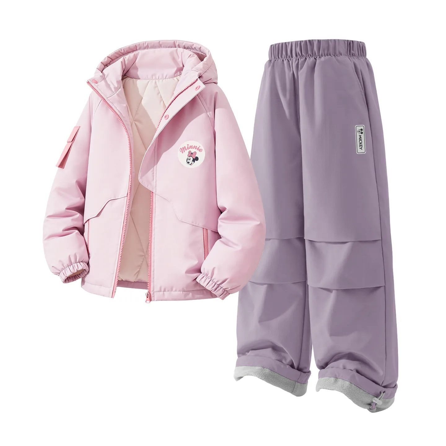 Детская повседневная худи с капюшоном Disney, [Thickened and Fleece-Lined]Dini Round Hook-and-Loop K Rose Pink+DiH Square Hook-and-Loop K Misty Purple